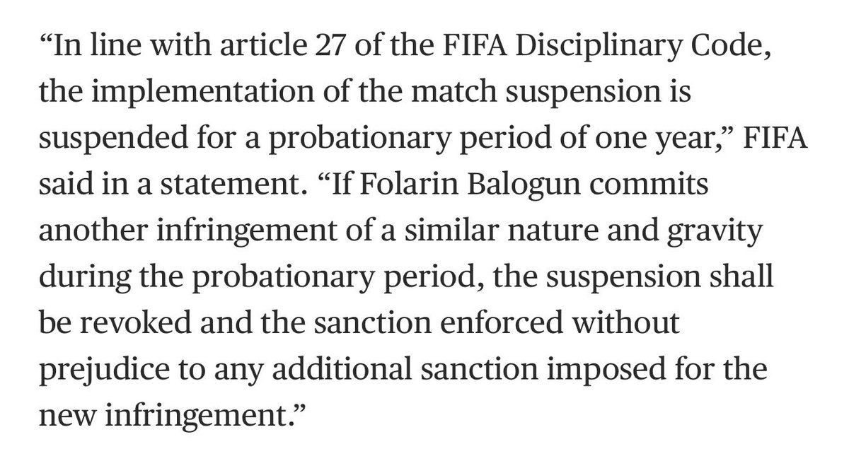 angeljimenez's tweet photo. @BlobbySloth @SharpFootball @SettersD10S It’s really not that difficult to understand. FIFA clearly states Balogun committed an infringement and is now in a probatory period. I’d recommend you learn how to read. It’s a useful skill. https://t.co/WD5Qj57Yeb