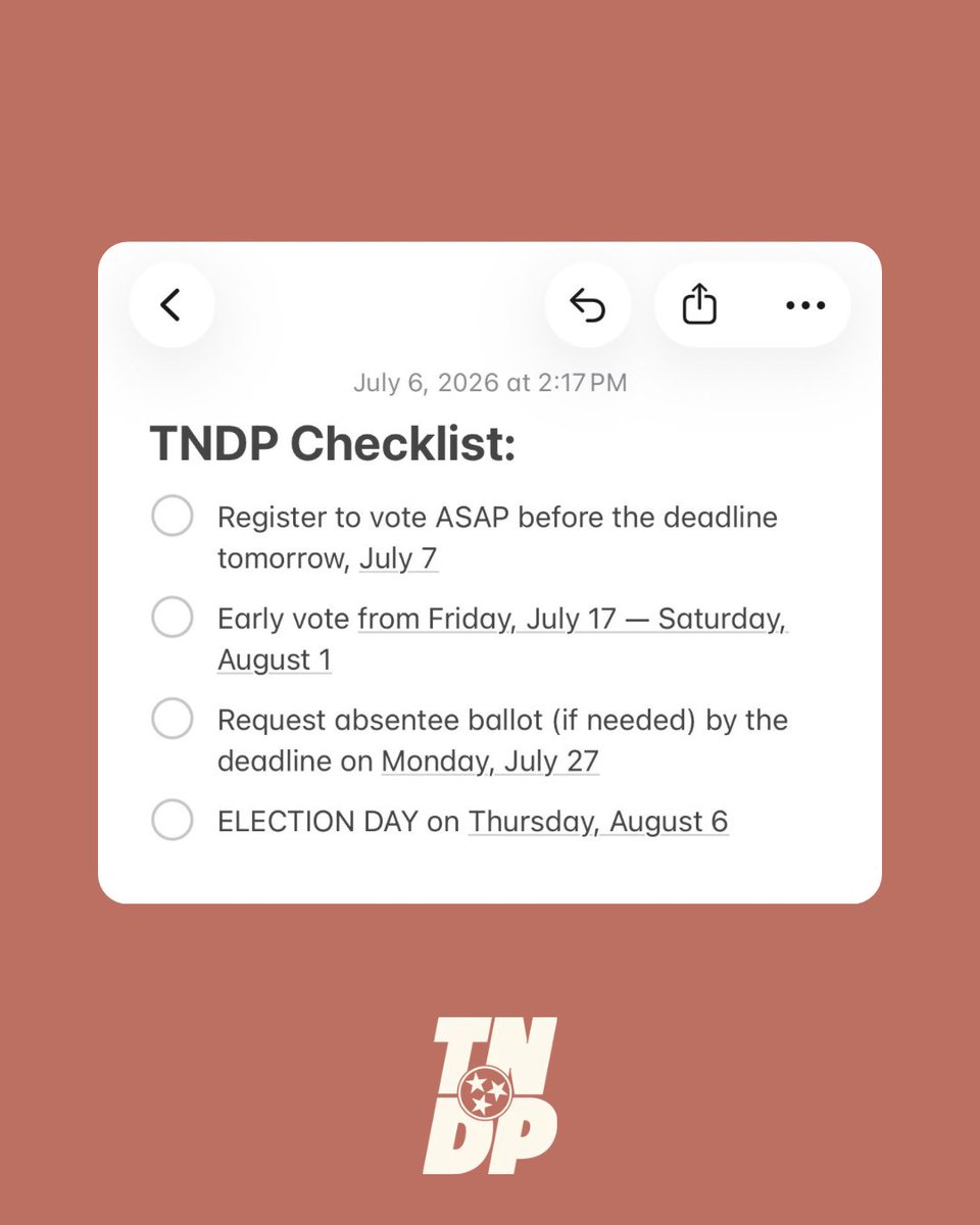 tndp's tweet photo. Make your voice heard. Together, let’s elect Democrats up and down the ballot who will put working families first. 🗳️ https://t.co/NbTKQiLfUV