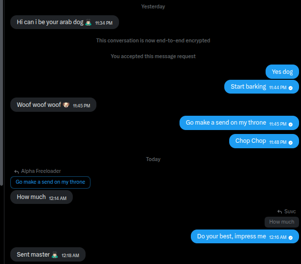 fillthefries's tweet photo. I hate you but I love raceplay. This arab dog got lucky today that he got to see my scamcock.

Keep doing sendsex, its good for you. Trust me. https://t.co/UpXmi92bUV