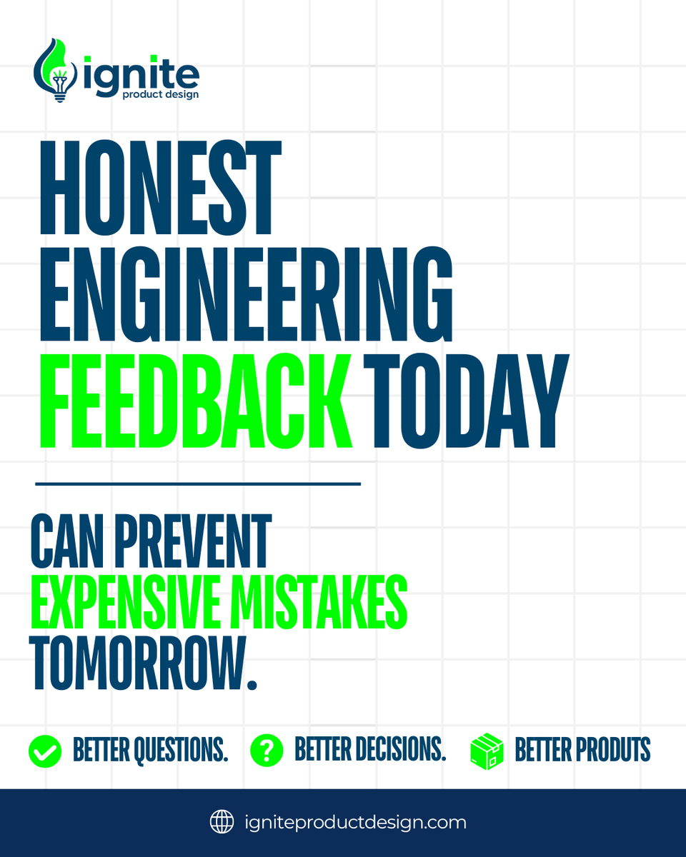 ignitepd's tweet photo. Finding problems early saves money later.

At Ignite Product Design, we help evaluate product ideas before engineering, prototyping, or manufacturing.

Better questions. Better products.

https://t.co/ADO1838ApS https://t.co/CptdifCUWr
