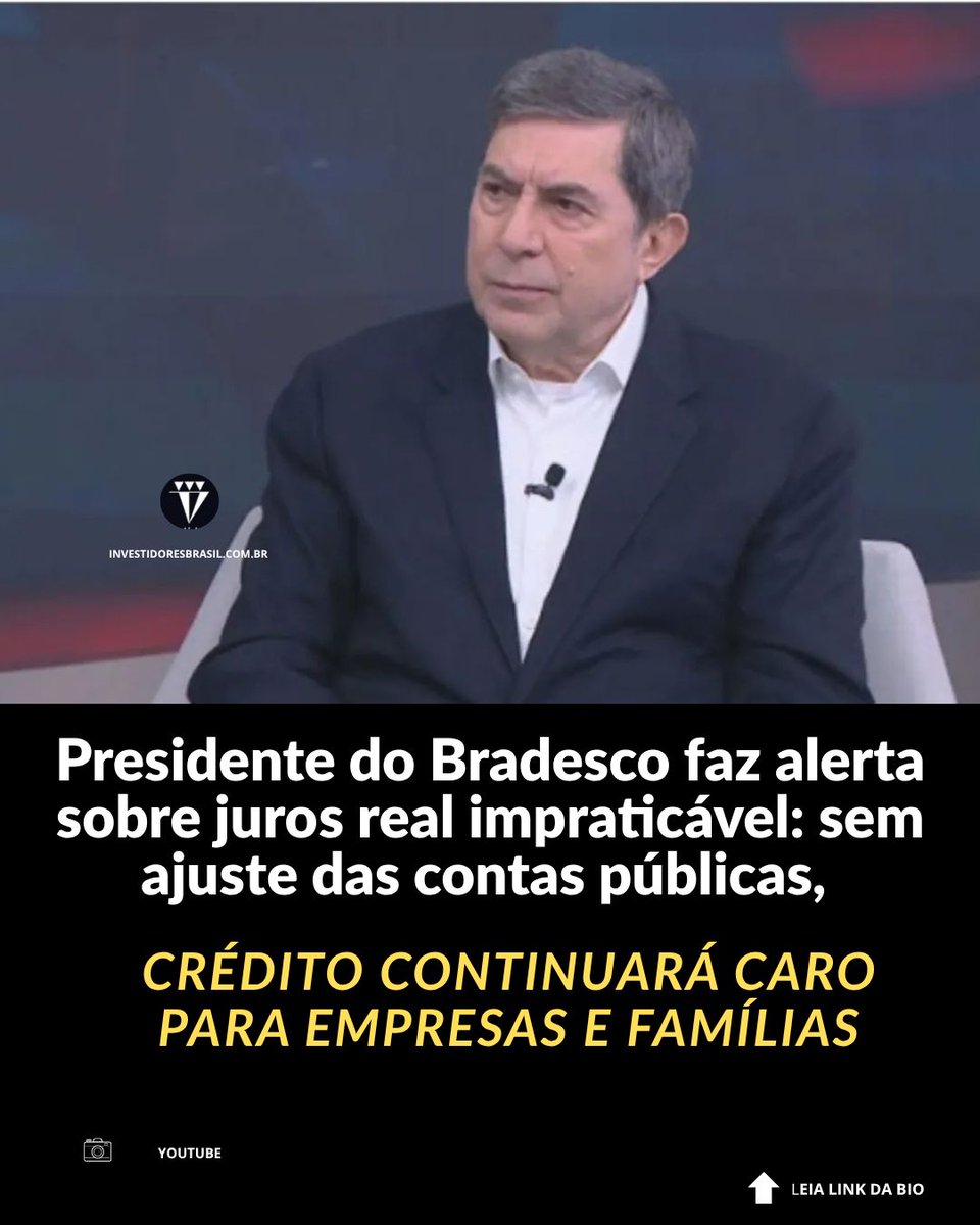 InvestidoresO's tweet photo. Quando Luiz Carlos Trabuco Cappi, presidente do Conselho de Administração do Bradesco, afirmou que o Brasil precisará conviver com juros elevados caso política
LEIA: https://t.co/o5fJWyMoFb
#juros #criseeconomica #imposto #inflação https://t.co/Vj9bRUCR4Q