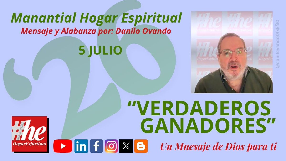 ManantialHE's tweet photo. “VERDADEROS GANADORES"  Danilo Ovando  5 Julio 2026   Manantial Hogar Es... https://t.co/9JwTugb9xP via @YouTube https://t.co/g3KpdBlyMv