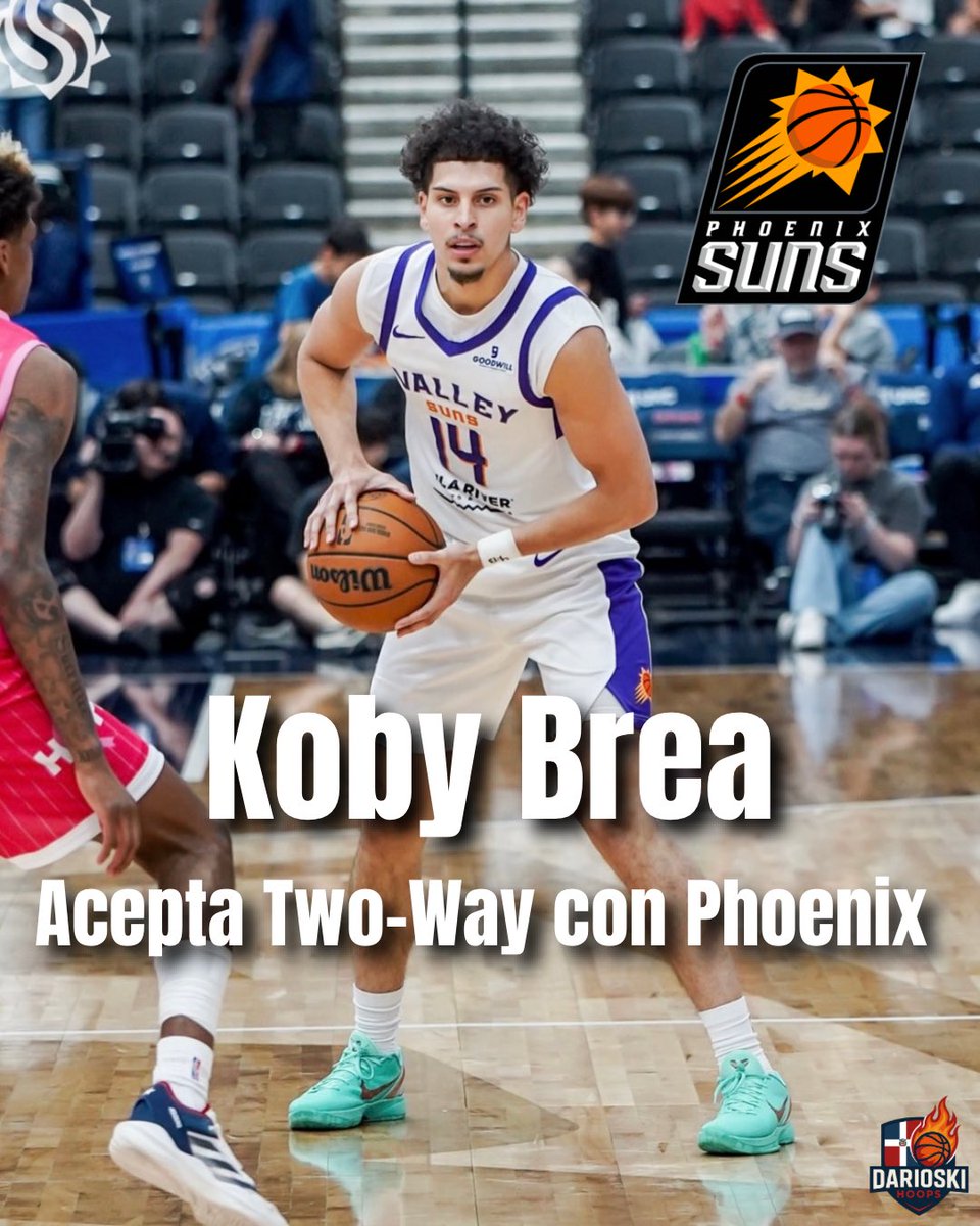 DarioskiC's tweet photo. Koby Brea Aka “El Shooter Más fino” aceptó el contrato Two-Way por Phoenix Suns y estará accionando la temporada 2026-27 con el equipo! 🙌🏼🇩🇴
#Suns #PhoenixSuns #kobyBrea https://t.co/ZVpJQbXGsp