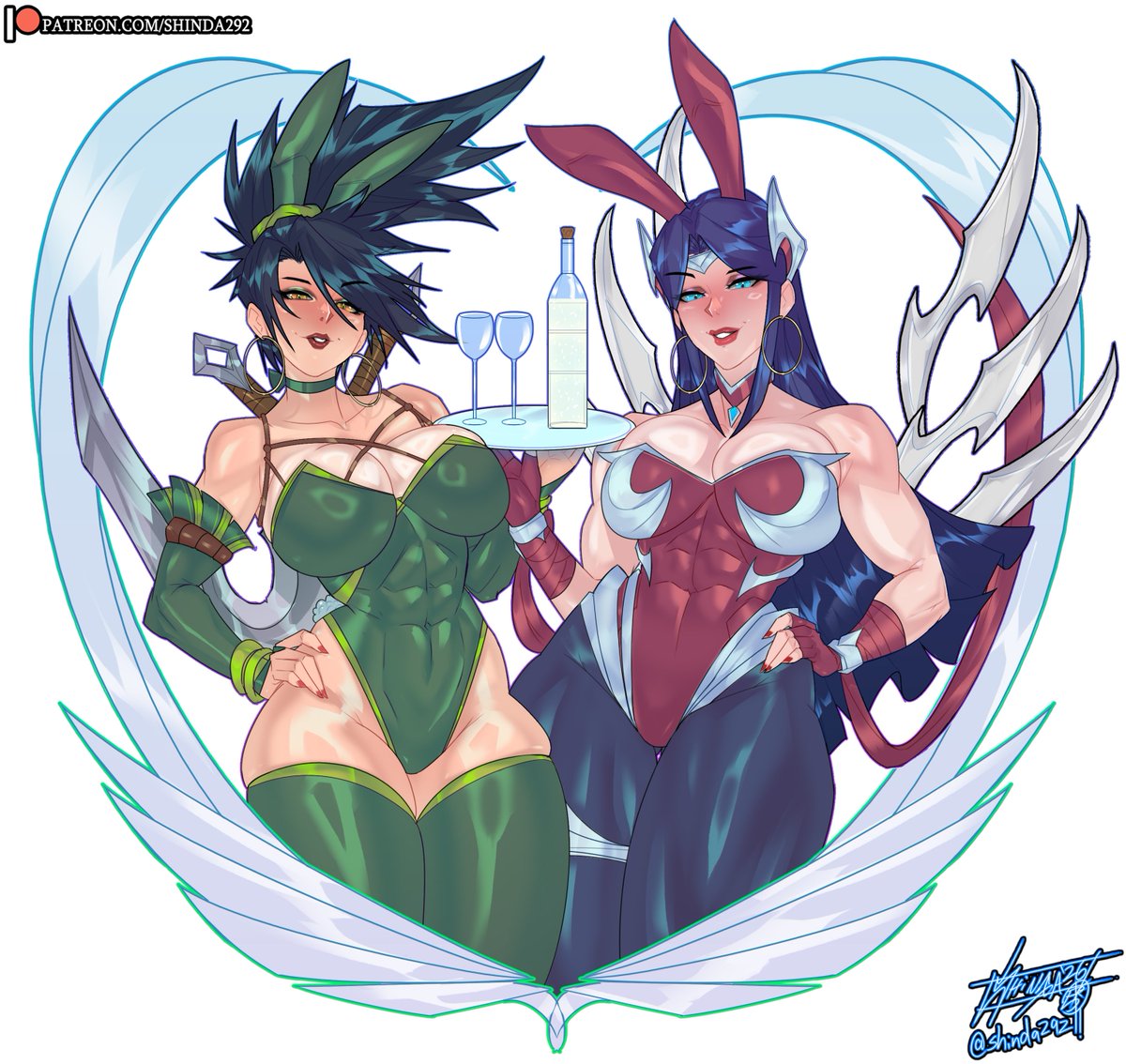 GurvirShinda's tweet photo. Bunny-Girls Akali x Irelia Dual Pinup! 😚👯‍♀️💞

C0mm for a P🅰️tre0n Supporter, Goth Alts there too!
#LeagueofLegends https://t.co/JM6b6cMXOB