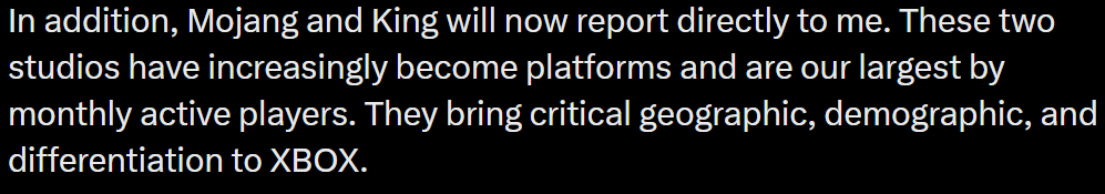 silentwisperer_'s tweet photo. Big  changes at xbox 😮it looks like mojang is losing its autonomy, and will be reporting directly to the xbox ceo now. This could mean more investment into minecraft, or greater control by xbox/microsoft, whos had a pretty hands off approach up till now. https://t.co/8aUNQap4SZ