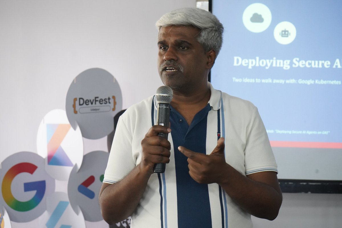 GdgUdaipur's tweet photo. Thank you, Ashutosh S. Bhakare, for delivering such a powerful hands-on workshop on Deploying Secure AI Agents on GKE.

It was a privilege for our community to learn from a Docker Captain and Google Developer Expert! 🚢☁️

#BuildWithAI
#GDGUdaipur https://t.co/a7infq9qsX