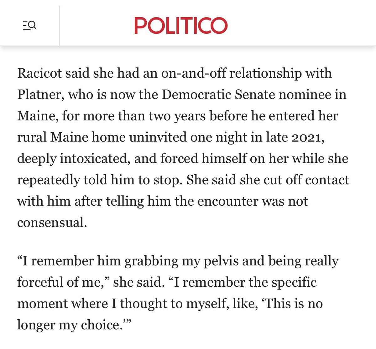 greg_price11's tweet photo. 41-year-old Maine woman goes on the record to Politico accusing Graham Platner of breaking into her house and r@ping her five years ago. https://t.co/tGE1AhNVUI