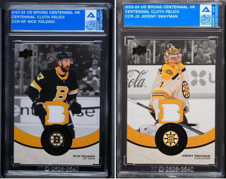 authcollect's tweet photo. 2023-24 Boston Bruins Centennial has arrived at The Authority! Now available on connected retailer Upper Deck e-Pack® and can be instantly transferred to The Authority to vault, slab, and sell https://t.co/Gm12Xrd0Vu