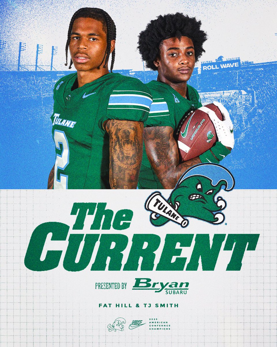GreenWaveFB's tweet photo. The summer edition of the Current continues! 🌊

This episode features Fat Hill and TJ Smith! 

Spotify: https://t.co/S5SZjoXlEb

Apple: https://t.co/ej9vYFDbzK

#UptownFootball | #AIE https://t.co/f1yKvcJWDU