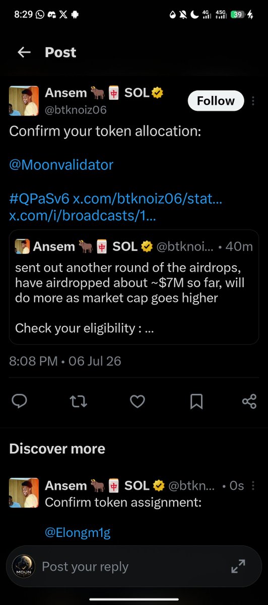 Moon validator tweet media