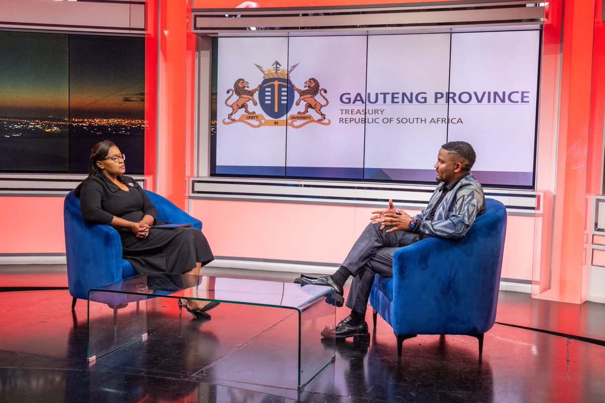 GautengTreasury's tweet photo. PICTURES| The conversation continues. MEC of Finance, @DungaLeko engaged with SABC Full View on the 2024/25 Gauteng Municipal Audit Outcomes, providing insight into the audit results, municipal performance, and the measures being implemented to strengthen governance and accountability across Gauteng.

#GrowingGautengTogether