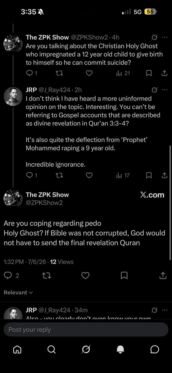 J_Ray424's tweet photo. @ZPKShow2 @ZPKShow2 over here acting like an intellectual. He has a third grade reading level. He hasn’t even read the Quran.

Just another pedo worshiping retard larping for clicks. https://t.co/1MC4EUES6N