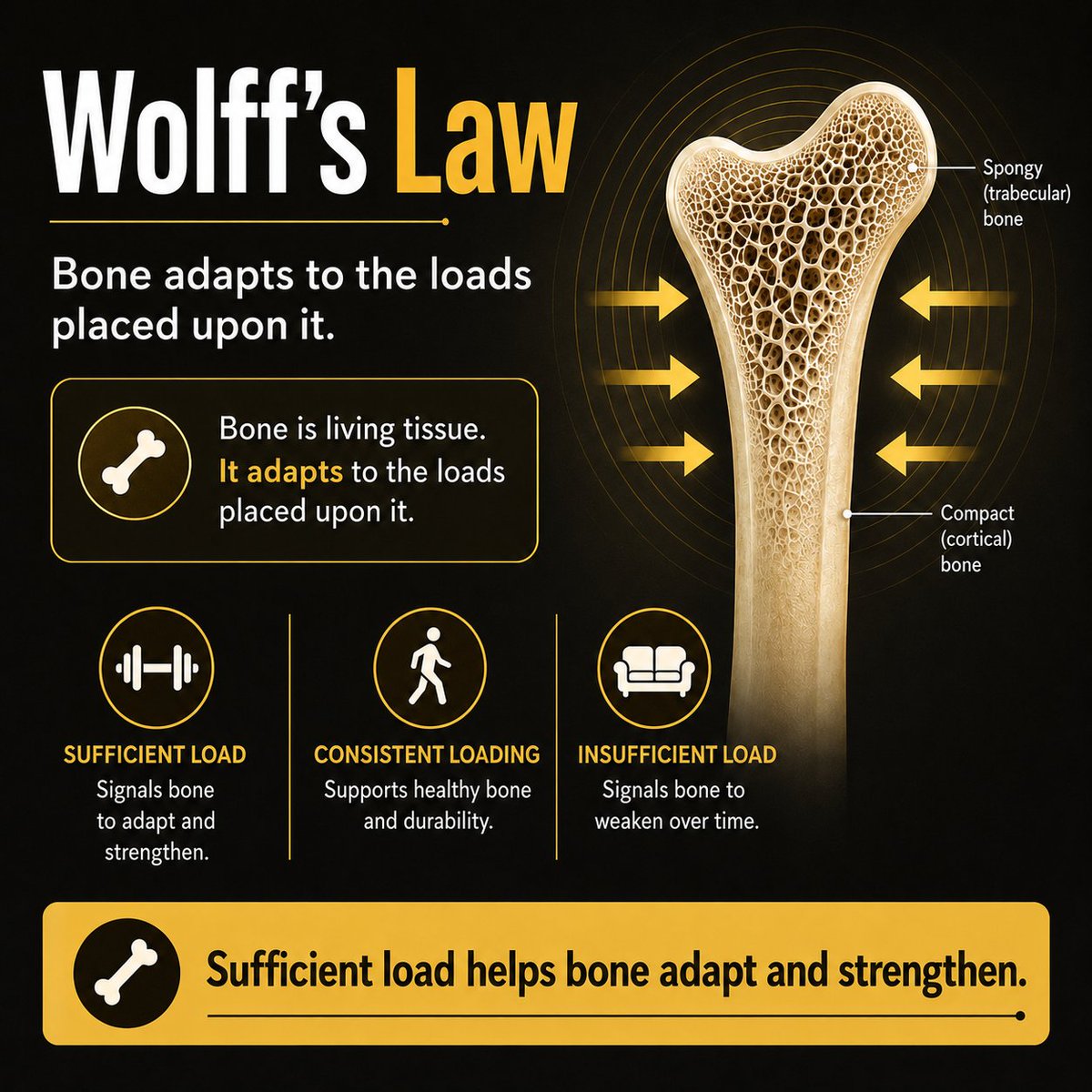 OsteoStrongCarr's tweet photo. Is OsteoStrong science-based? You betcha! 😄

Osteogenic loading is grounded in Wolff’s Law: bone adapts to load. OsteoStrong is designed to provide meaningful stimulus in a safe, supervised, controlled environment.

Brief. Guided. Once a week. 💪🦴

#BoneHealth #WolffsLaw https://t.co/vgMqD9Yj0n