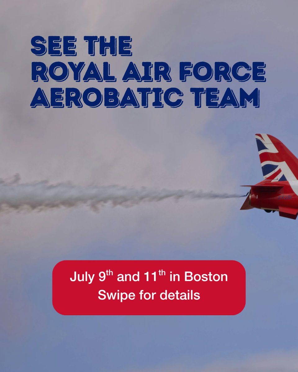 UKinBoston's tweet photo. See the Royal Air Force Red Arrows this week in Boston! @rafredarrows https://t.co/ey2KlFjQWD