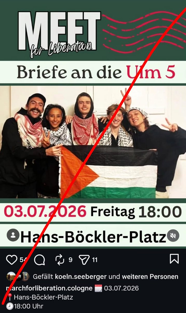 KoeAntifa161's tweet photo. Der rechtsoffene antisemitische "March for Liberation" hatte #k0307 beworben um eine terroristische Gruppe zu unterstützen.
Ist dann aber einfach nicht erschienen. Nach ca. 30 Minuten hat die Polizei die wartenden Personen weggeschickt weil niemand von den AnmelderInnen https://t.co/ayuNft5y1p