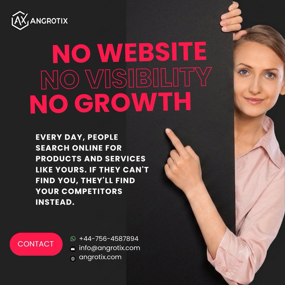 angrotix's tweet photo. Every day, people search online for products and services like yours. If they can't find you, they'll find your competitors instead.

Visit at Angrotix

#angrotix #businessgrowth #businessstrategy #creativewebdesign #webdevelopmentcompany #webdeveloper https://t.co/oMgmoO3mAV