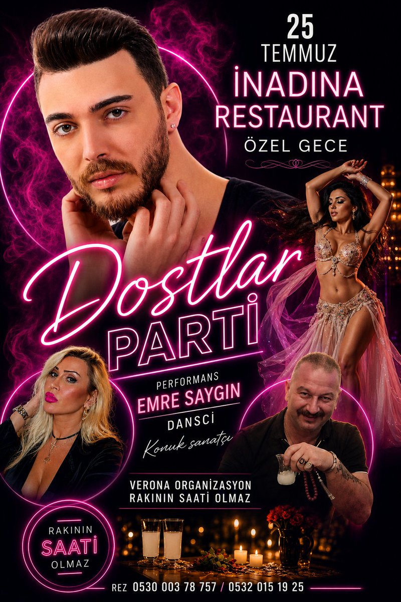ebruverona's tweet photo. ✨ 25 Temmuz – İnadına Restaurant ✨
Uzun zamandır beklenen eğlence yeniden geliyor!
Müzik, dans, dostluk ve keyif dolu bu özel gecede, eskiden olduğu gibi yine çok konuşulacak ve uzun süre hatırlanacak anılar biriktireceğiz.
Yerini ayırtmayı unutma! 🥂🎶
📞 0530 003 78 757 https://t.co/HY4uYq6bE3