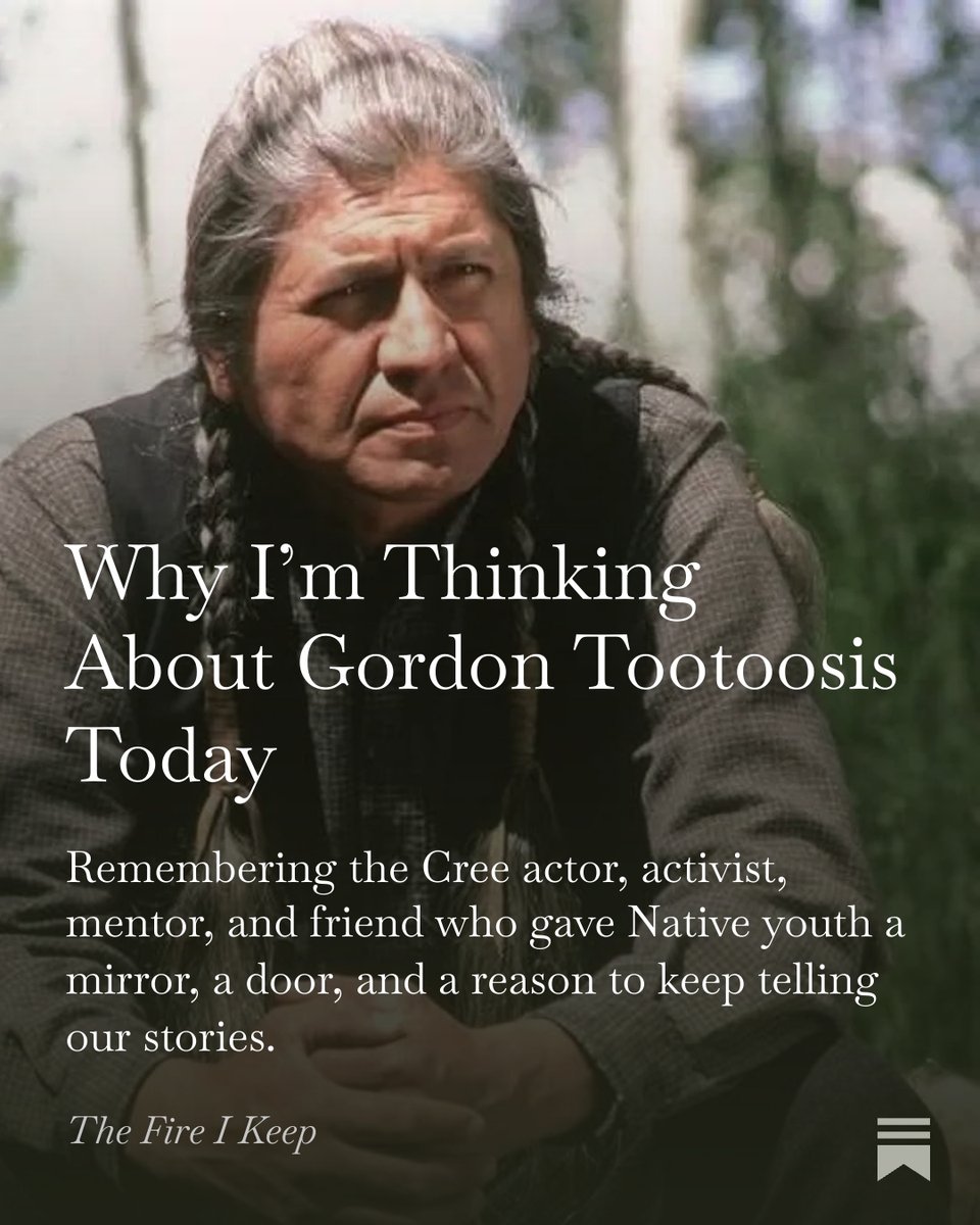 JulieFrancella's tweet photo. It has been 15 years this month since we lost Gordon Tootoosis, or better said, since he joined his ancestors.

Gordon was a friend & colleague, & I wanted to remember him not only as a beloved Cree actor, but as someone who helped Native youth see a future.

Also, yes, there's a Brad Pitt powwow story.

Please share, comment, and read it here:

Why I’m Thinking About Gordon Tootoosis Today https://t.co/RXEWb0mtbt