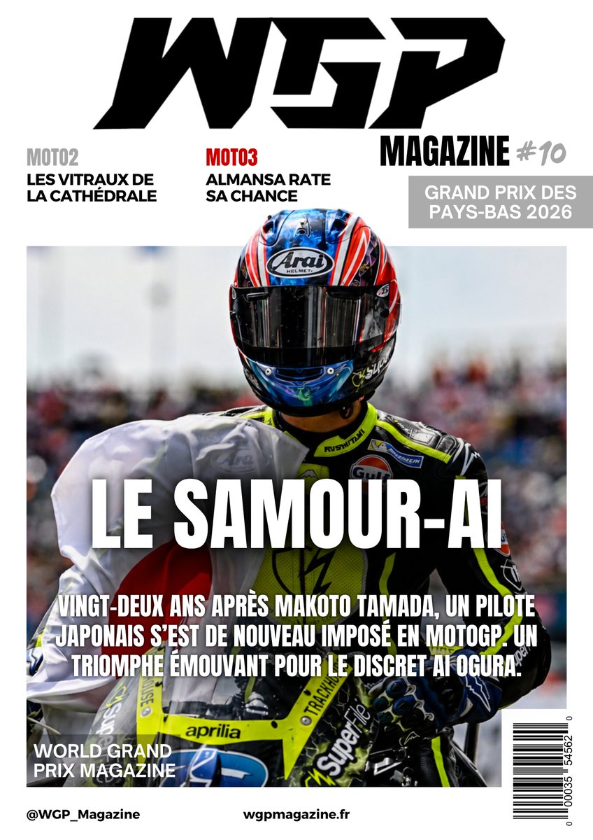 WGP_Magazine's tweet photo. ㊗️ 𝗟𝗘 𝗦𝗔𝗠𝗢𝗨𝗥-𝗔𝗜, notre nouveau numéro, est dispo !  

22 ans qu’un Japonais n’avait pas remporté un Grand Prix dans la catégorie reine. Une anomalie corrigée par Ai Ogura à Assen. Peut-il continuer sur sa lancée pour jouer le titre mondial ? 🏆

Bonne lecture !
#MotoGP https://t.co/sBRH5AGSGx
