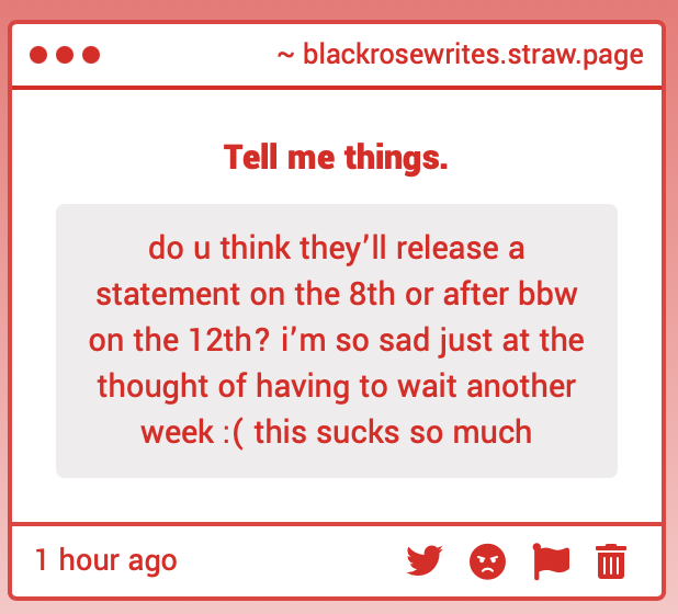 BlackRoseWrts's tweet photo. This is only what *I* think. This is not fact, nor is there any hard evidence of this anywhere but, my gut feeling is they HAVE to say something on the 8th (the 7th for most of us in the West; as in tomorrow).

My reasons:

* Looking at the latest revenue chart from CN, they are in a MASSIVE free-fall. They literally can't afford to go another 6 days like this.

* 6.0 is supposed to drop on the 9th. They have to post about that with patch notes and shit. They also haven't stated what banner is going live next. So either they make an announcement about all that and pretend Valko doesn't exist and get MASSACRED... or they address the situation along with the other updates. If they're smart enough, they will do the latter. If they're REALLY smart, they'll give him back.

I guess they TECHNICALLY COULD just launch 6.0 and stay silent, but I think that means an even sharper financial free-fall than they are already in.

Hearing something by EOD on the 6th was wishful thinking, but I think hearing something by EOD on the 8th is an inevitability.

I know people think they won't say something before BBW because of safety or whatever, but the fact of the matter is, saying something BEFORE would be better than after.

If they announce he's coming back before hand they can reap revenue from his character there. I also just don't think security is an issue. Everything was fine at AX and Americans are notoriously more rowdy than the Chinese, I think. 😂 (SOURCE: Am American)

But of course, I don't know any better than anyone else, I'm just making educated guesses.

All I know is that if they want to survive the foreseeable future, they need to #bringvalkoback

#bringbackvalko