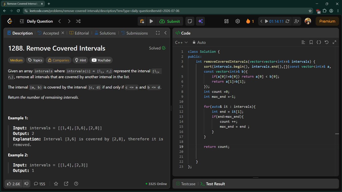 atishay0x's tweet photo. 🔷Today's log :

> Solved 6 CP problems ( 3 yesterday, forgot to post )
> LeetCode POTD✅
> attended codechef monday DSA contest

#LeetCode #CP #DSA https://t.co/RxTCBU49Wy
