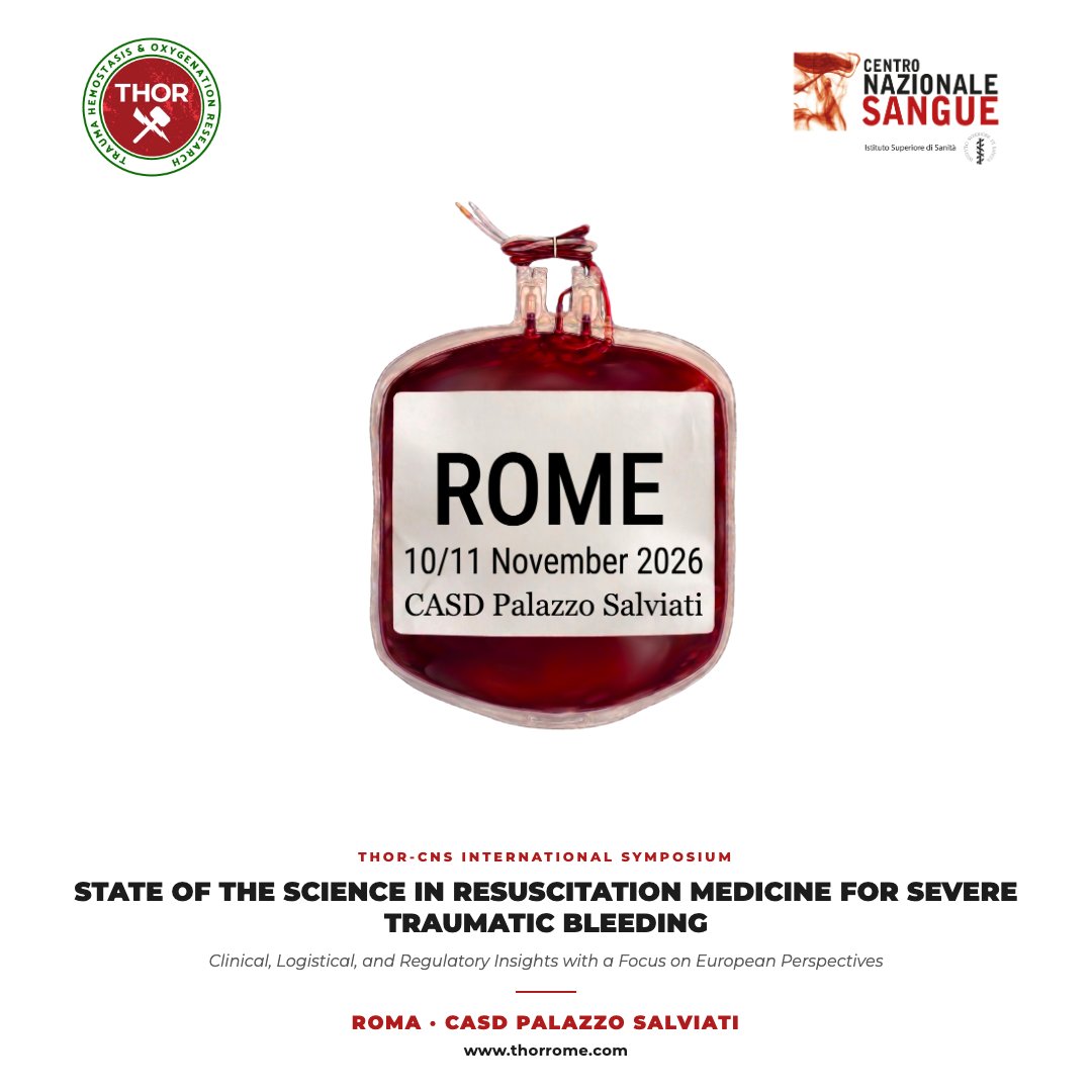 theTHORnetwork's tweet photo. The THOR–CNS Rome 2026 Conference will bring together leaders in trauma, transfusion medicine, and critical care.
📍 Rome
 📅Nov 10–11, 2026
Endorsed by scientific societies including SIMTI.
Learn more:
 https://t.co/3OB7lk0yO9
#TraumaCare #TransfusionMedicine
#THORNetwork https://t.co/yFmeAgQENk