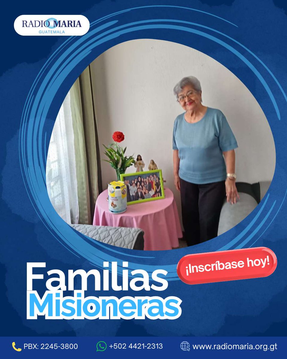 RadioMariaGuate's tweet photo. Este hermoso proyecto promueve la unión familiar a través del rezo diario del Santo Rosario. Al orar juntos, las familias se acercan más a Dios y a Nuestra Santísima Madre, fortaleciendo su fe y su unidad.

Llame a nuestro PBX: 2245-3800
https://t.co/HquUv8jKZt https://t.co/zOOOZsI1U0