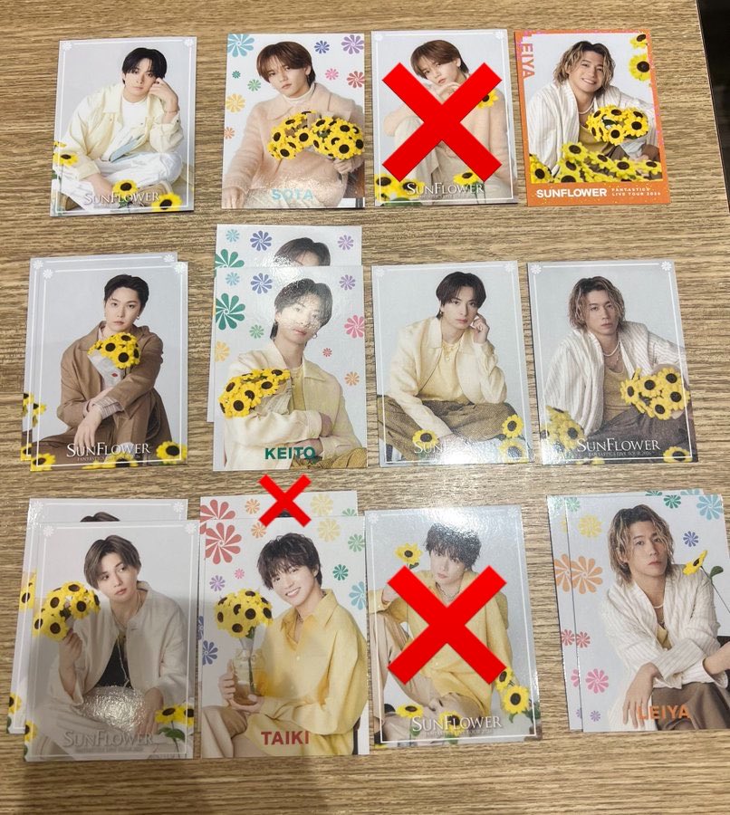 acbepp21's tweet photo. FANTASTICS SUNFLOWER ファンタ アクスタ フォトカ フォトカード グッズ 交換 

【譲】佐藤大樹 澤本夏輝 瀬口黎弥 堀夏喜 木村慧人 八木勇征 中島颯太 世界ノーマル2種あり
【求】SUNFLOWERトレカ(八木瀬口全種)＞買取(一部定価以下◎)

複数：1交換可能◎
ツアー現地手渡しにて交換でお願いします🙇‍♀️ https://t.co/yzFxjnNv5N