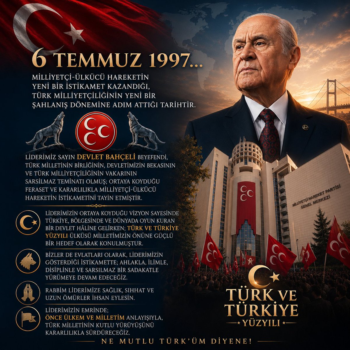 muratbaba5838's tweet photo. Rabbim Liderimize sağlık, sıhhat ve uzun ömürler ihsan eylesin.

Liderimizin emrinde; önce ülkem ve milletim anlayışıyla, Türk milletinin kutlu yürüyüşünü kararlılıkla sürdüreceğiz. 
@dbdevletbahceli
@MHP_Bilgi https://t.co/oL7hhB8kSf