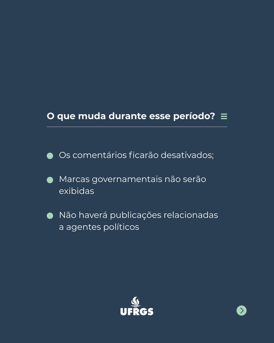 ufrgsoficial's tweet photo. 📢 Comunicado importante - Defeso Eleitoral
Saiba mais em: 
https://t.co/93JP0E0PmU https://t.co/LrEPR190yO