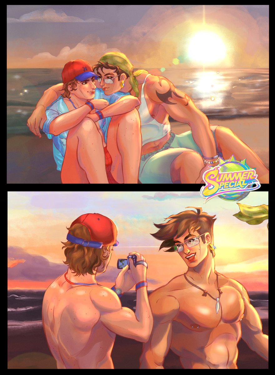 niren_lwart's tweet photo. my entry!! Spiderfist having a sunset by the beach date, because they're me and my boyfriend's mains <3  #MarvelRivals #RivalsCreate #RivalsSummer 🕸🐉🧡 process pics and video below ⬇️ https://t.co/L0KhOdeOib