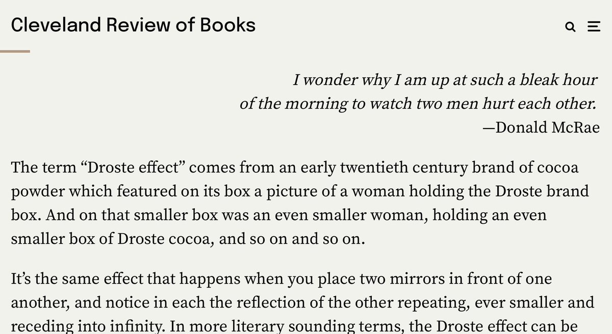 RihnAndrew's tweet photo. My essay The Boxing Match: Sketches, Shadows, Spectacles is now available online from @clereviewbooks 

featuring an epigram from @donaldgmcrae a quote from Simone Weil, and much much more https://t.co/7GPP0KLdVG