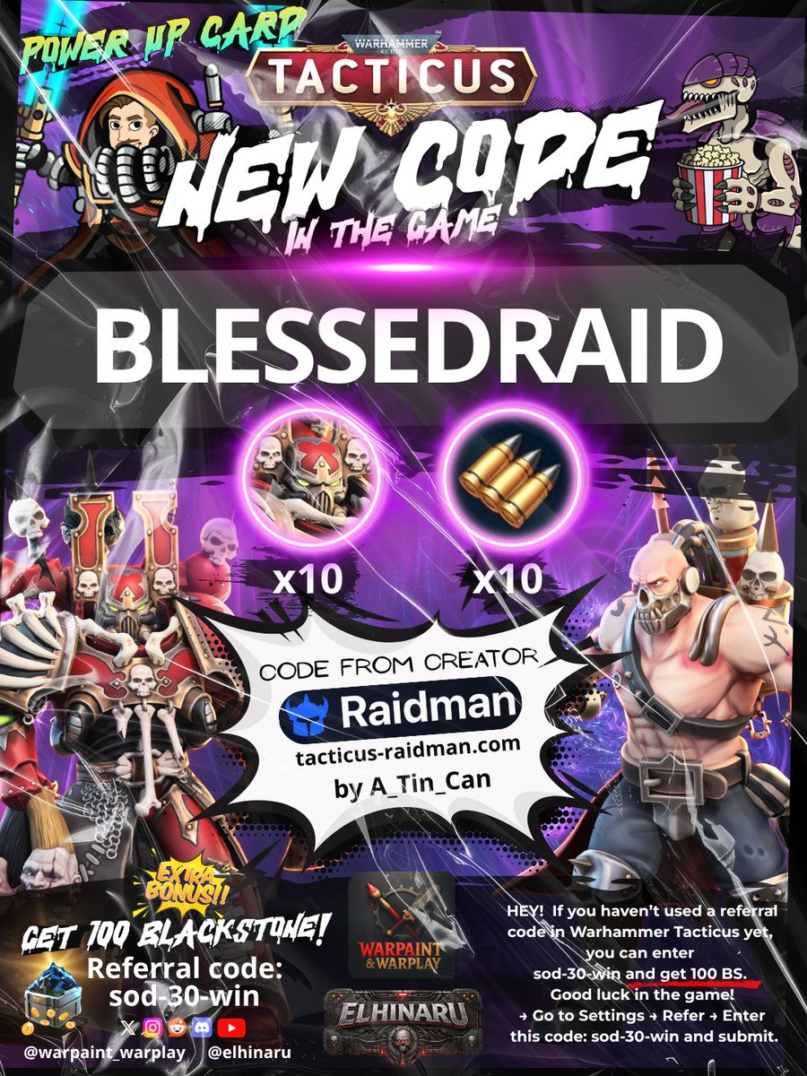 TacticusCodes's tweet photo. 2nd New Code (6 July 2026) Warhammer 40000 Tacticus. Power up Card. #warhammertacticus #tacticus #tacticuscode #warhammer40k #wh40k #dawnofwar4 https://t.co/R6goeOiUPM