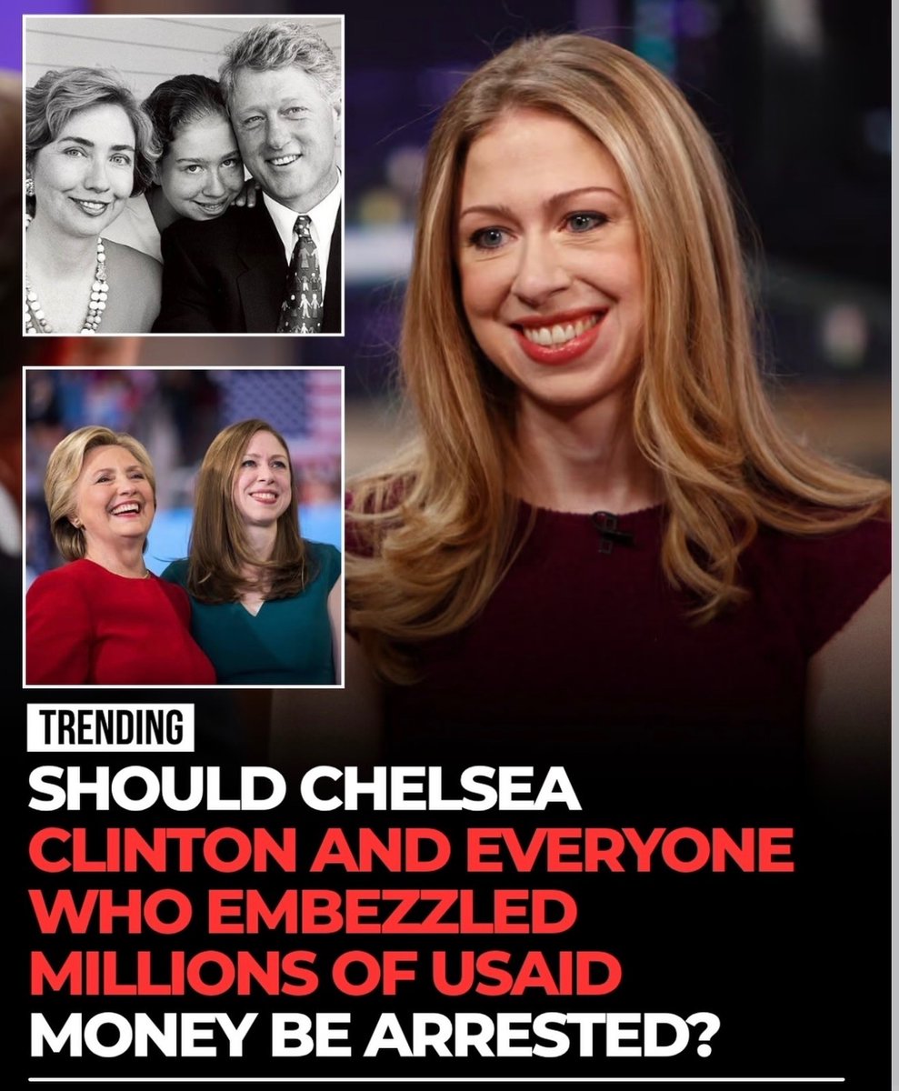 Luna_Jones79's tweet photo. SHOULD CHELSEA
CLINTON AND EVERYONE
WHO EMBEZZLED MILLIONS OF USAID MONEY BE ARRESTED? https://t.co/EID337i8wz