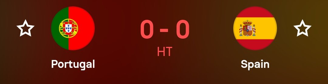 maxymillionn's tweet photo. HT
Portugal 🇵🇹 0 : 0 🇪🇸 Spain https://t.co/CQr5x0yEri