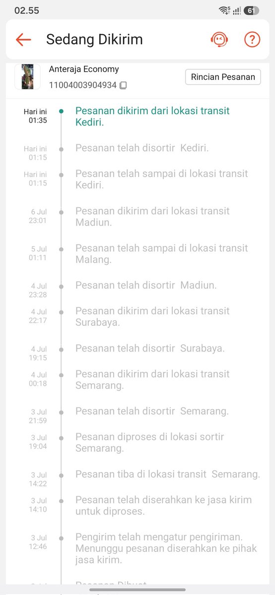 dayat560's tweet photo. @AnterajaCare ini muter2 pergerakan brgnya gimana, cuma dari semarang - malang saja. Ini tanaman hidup soalnya. Dari semarang-surabaya-madiun-malang-madiun-kediri- setelah ini wallahu a'lam. https://t.co/fzURjIjqtb