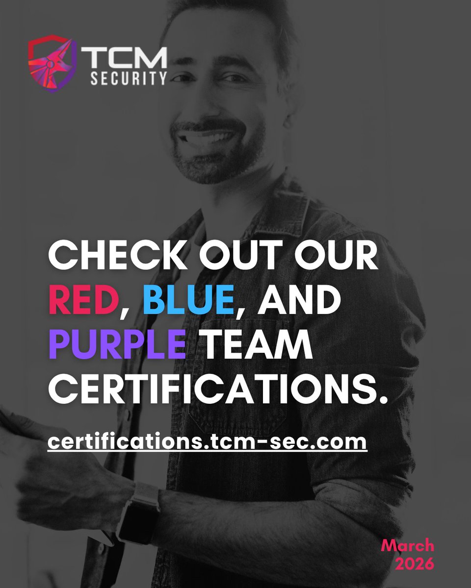 TCMSecurity's tweet photo. Red, Blue, or Purple: which team calls to you? 🔴🔵🟣

If you're figuring out your #cybersecurity path, here's the quick version:

🔴 𝗥𝗲𝗱 𝗧𝗲𝗮𝗺: you love breaking things (ethically). #pentesting, red team ops, exploit development.

🔵 𝗕𝗹𝘂𝗲 𝗧𝗲𝗮𝗺: you're the protector. SOC analysis, incident response, keeping the bad guys out.

🟣 𝗣𝘂𝗿𝗽𝗹𝗲 𝗧𝗲𝗮𝗺: you want both worlds. Red and Blue working together to level up security for everyone.

Wherever you land, we have certifications built for your path: PNPT, PSAA, and PMRP. And they're all 20% off through July 15th! https://t.co/TeA5sNBcsM