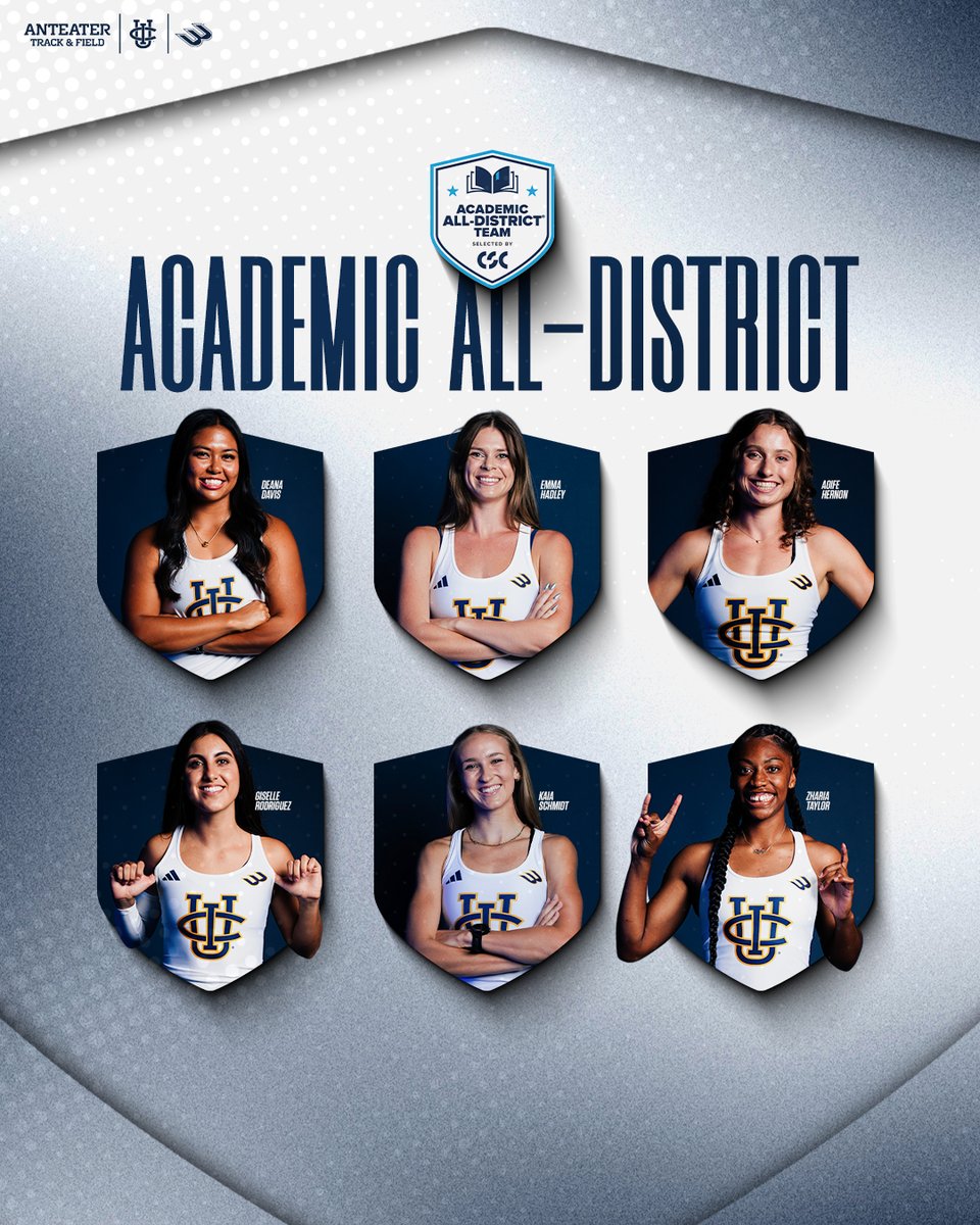 Social_Ecology's tweet photo. Congrats to the women on @UCICCTF squads named to @CollegeSportsComms' Academic All-District team - with a special shoutout to the honored @UCIrvine Anteaters with School of @Social_Ecology majors: Giselle Rodriguez (psychology) and Zharia Taylor (urban studies). #AllInForAll https://t.co/3i4TnOUT4z