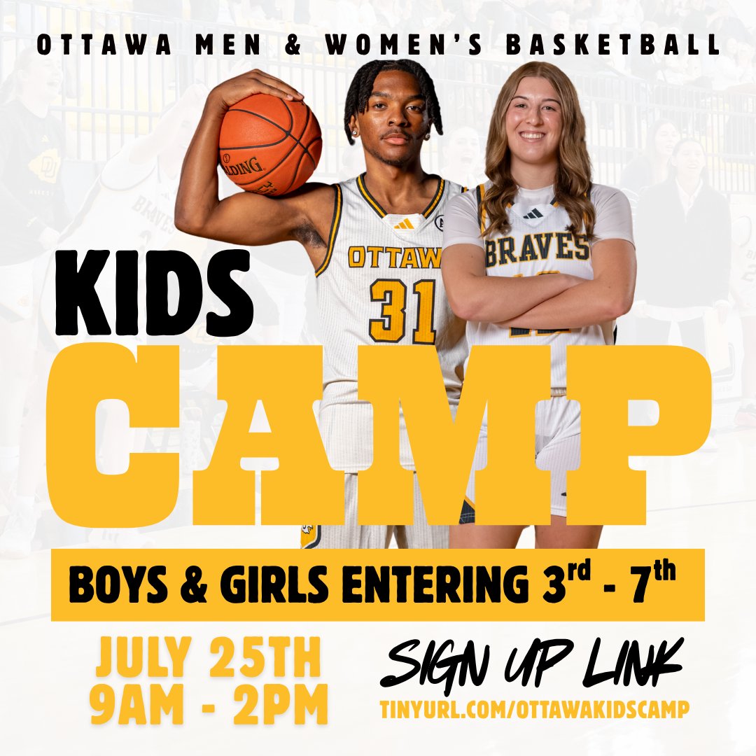 OUBravesWBB's tweet photo. 🏀 Sign up TODAY for our Summer Kids Basketball Camp‼️

Open to boys &amp; girls entering 3rd–7th grade.

Spend a fun-filled day learning the game with members of our team and @braveshoops! 💪

🔗 https://t.co/1hGNDptll3 https://t.co/5AyozT7kPc