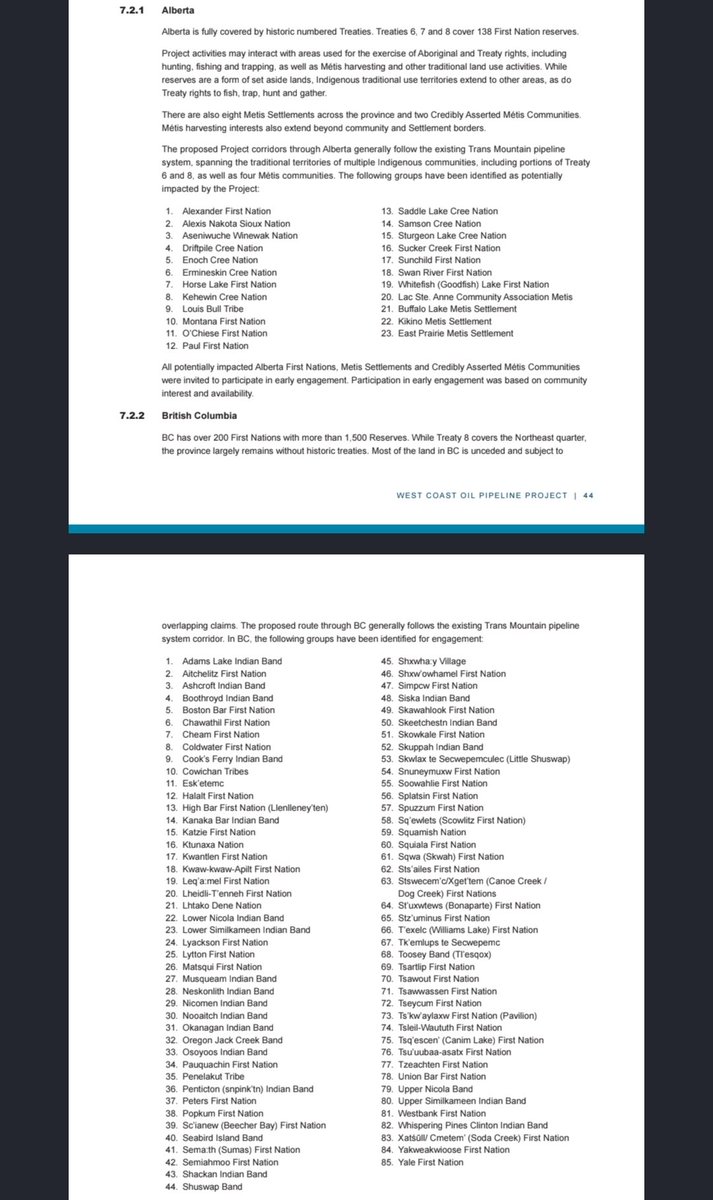 KirkLubimov's tweet photo. These are the First Nations groups that will require consultation to build the oil pipeline from Alberta via British Columbia to the West Coast.

108 of them.

That's a group that needs consultation for every 11 kilometers of the route.

Complete lunacy. https://t.co/s2mXQ717sr