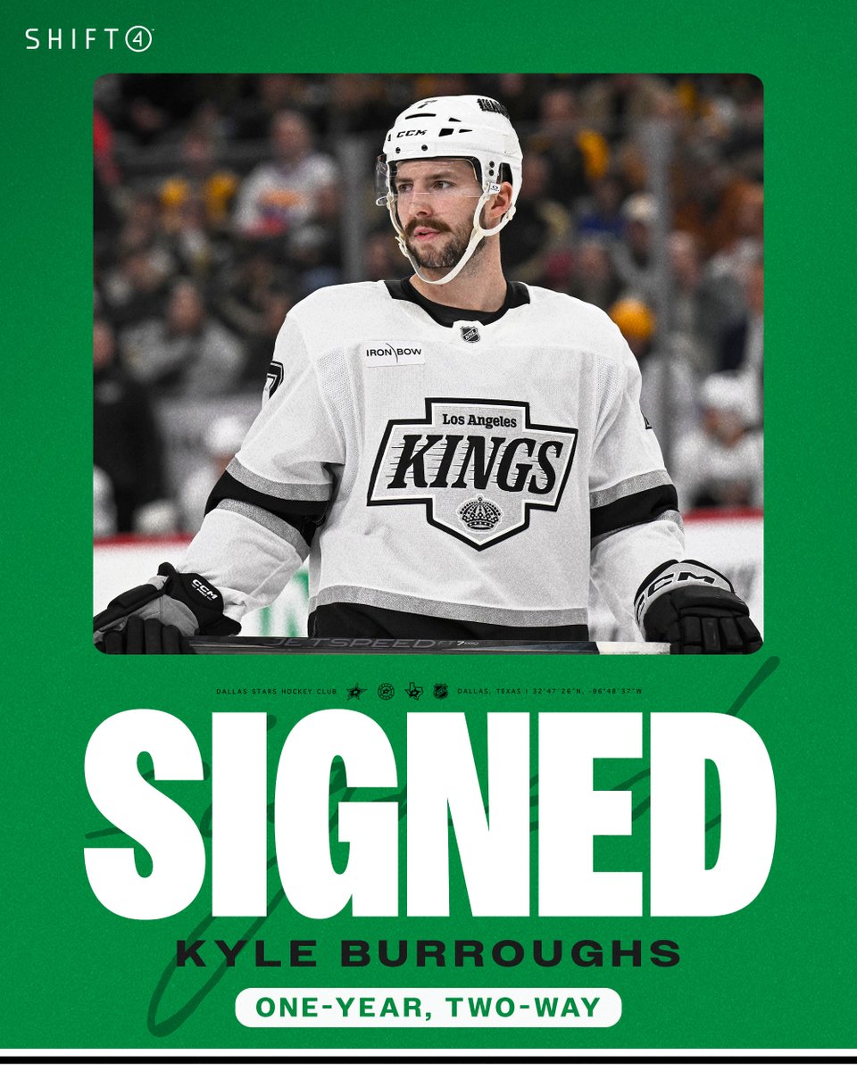 DallasStars's tweet photo. 🚨 We have signed defenseman Kyle Burroughs to a one-year, two-way contract 🚨

Welcome to #TexasHockey, Kyle! https://t.co/NY08xT3Nro