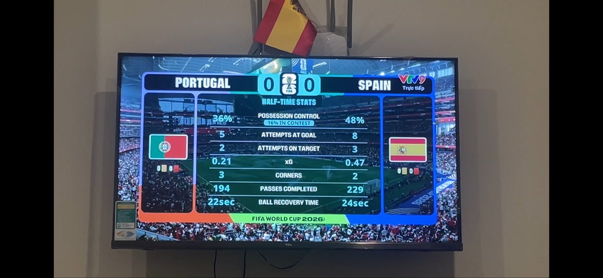 devendratak's tweet photo. Half time statistics. Portugal vs Spain. FIFA WORLD CUP 2026 ⚽️ https://t.co/BhZ7GAyDdQ