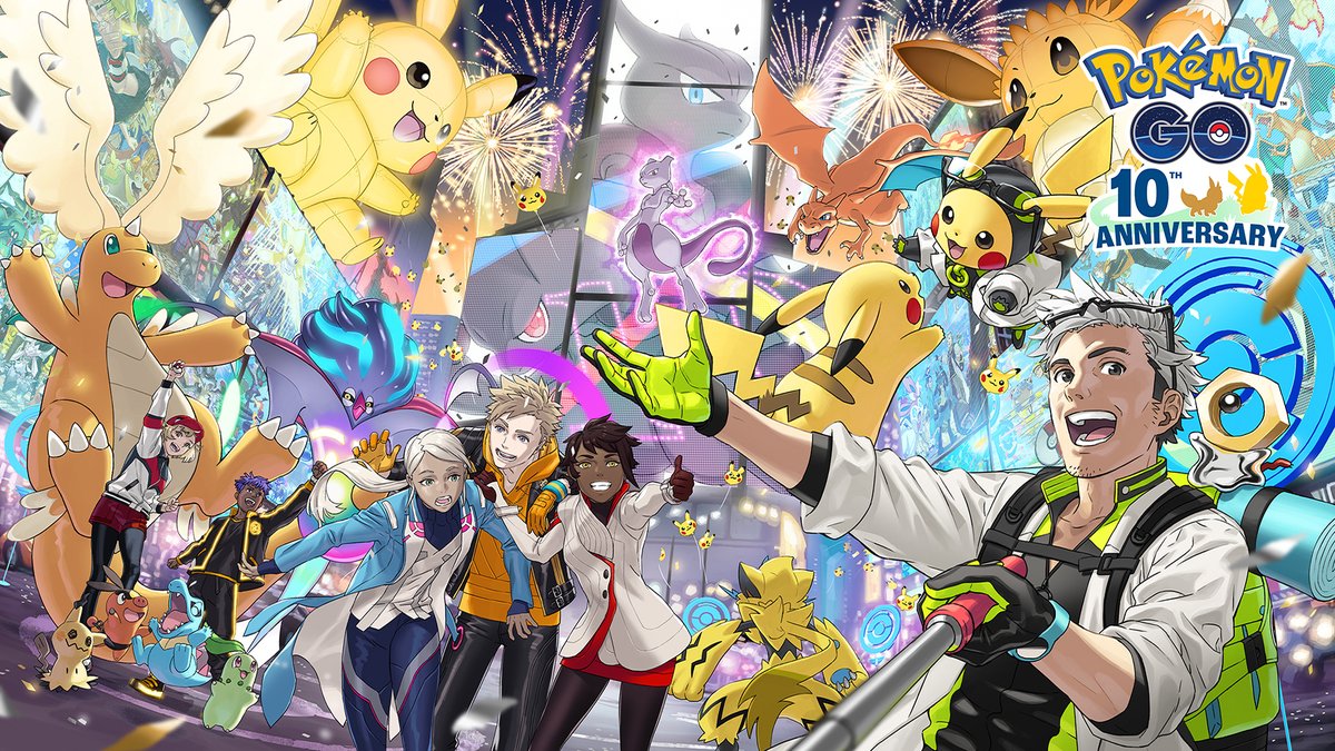 PokemonGOespana's tweet photo. Hoy celebramos una década de la comunidad, descubrimiento y exploración en #PokemonGO. 🏞️🤩

Estamos encantados de compartir los diseños que ha hecho Yusuke Kozaki, el talentoso diseñador de personajes de Pokémon GO, para el aniversario de este año.

https://t.co/g5Jm1uilP6 https://t.co/9rPTZ1kDVE