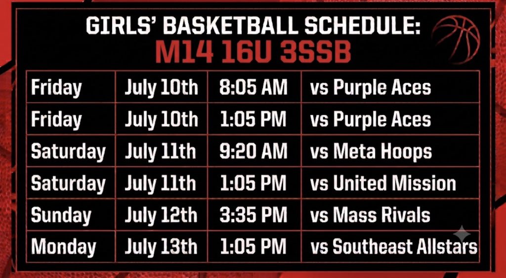 M14Hoops_Girls's tweet photo. 🔥🔥Schedule Alert 🔥🔥
✅ 16U 3SSB
✈️ Mishawaka, IN
📸 Adidas 3SSB
🗓 July 10th - 13th 
#Repthe14
@3SSBGCircuit 
@PGHByron 
@JrAllStarBB 
@MMBR_CoachGBell 
@MHS_Girls_ https://t.co/3vg79DUhZy