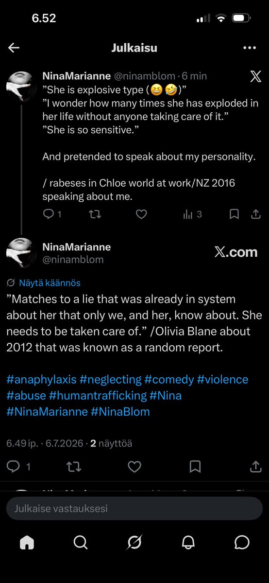 ninamblom's tweet photo. Chloes world and their explosce imagination.
”I am not sure was that finnish speaking.” / Olivia Blane 2016
I had no idea wtf komplikaatio is- Olivia reckoned I needed to learn more about it which I told about that I am not interested and kept living normally.
#Nina
@hrw @UN https://t.co/H35nnImMwS