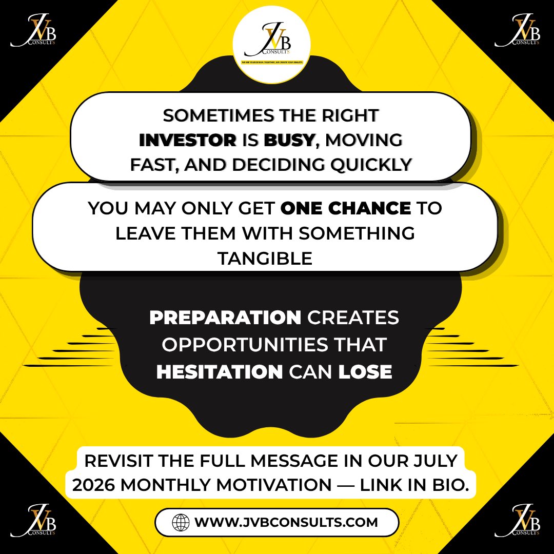 JVBConsults's tweet photo. https://t.co/qU1VMqF5mX

#JVBConsults #JVB #Business #StartUp #Scale https://t.co/JmQtJCDeim