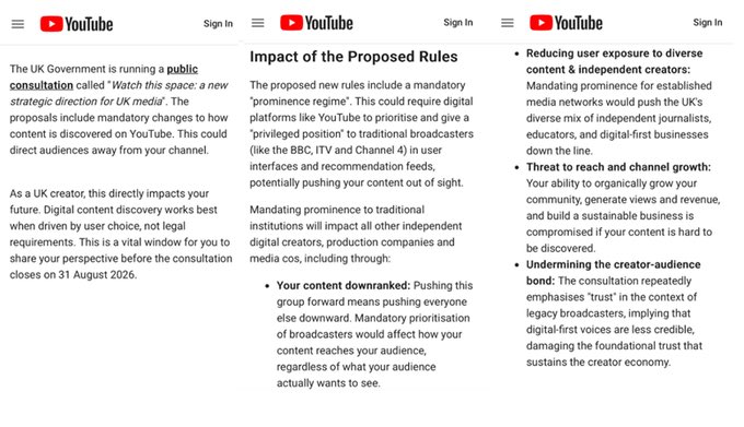 DamienRieu's tweet photo. Le gouvernement britannique tente de mettre la main sur YouTube. Nul doute que la France suivra. https://t.co/4u0ZDNJATO