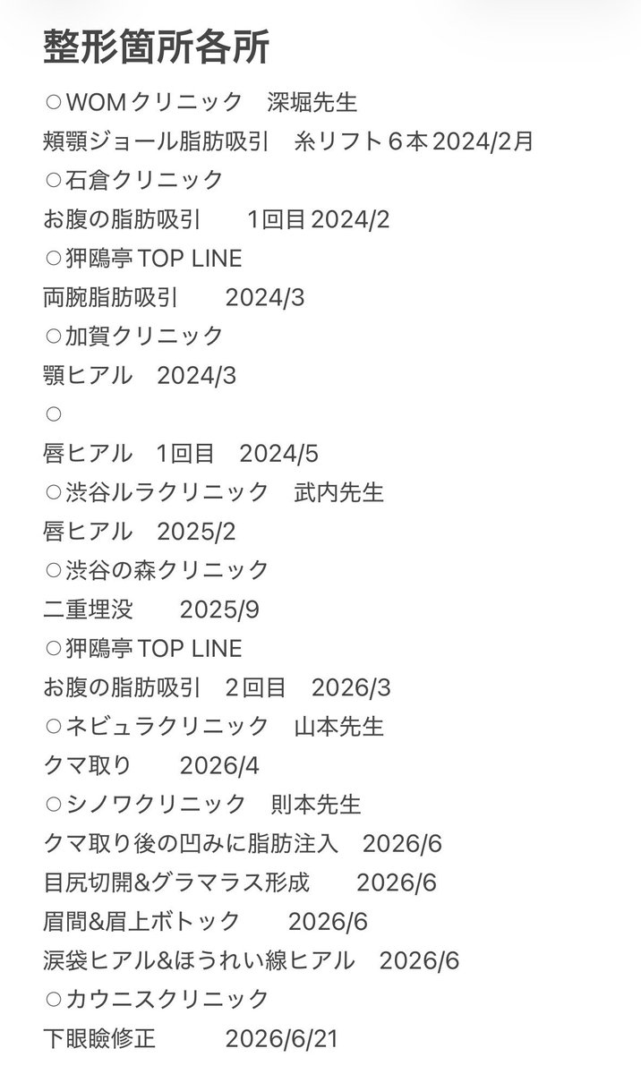 今までの整形箇所↓↓↓
総額¥7,043,100です💸 https://t.co/J2t6nVbwIr