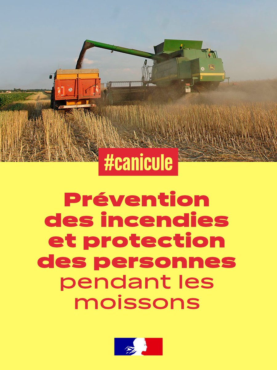 Prefet51's tweet photo. ⚠️ 🚜 Feux de récolte : Appel à la vigilance dans la #Marne

Face aux fortes chaleurs et aux sols très secs, la campagne de moisson se déroule dans des conditions à haut risque. La préfecture de la Marne et la @ChambreAgri51  appellent l'ensemble des agriculteurs à redoubler de prudence lors des travaux agricoles.

Pour sécuriser les chantiers et protéger les cultures, voici les réflexes essentiels à adopter :

🌾 Adapter les chantiers : 
- Évitez de récolter les blés entre 14 h et 18 h (période la plus chaude).
- Réalisez un déchaumage préventif autour des habitations et des zones boisées.
- Effectuez un détourage et un fractionnement sur les grandes parcelles pour casser la propagation.

🛠️ Check-list mécanique :
- Soufflez régulièrement les machines pour éliminer la paille et la poussière.
- Vérifiez l'état et le graissage des organes en mouvement.
- Gardez toujours un tracteur avec outil de déchaumage et une tonne à eau opérationnelle à proximité.

🚨 En cas de départ de feu : l'ordre des priorités
1. Stopper et évacuer immédiatement la machine.
2. Alerter le 18 ou le 112 en donnant des coordonnées précises (GPS ou lieu-dit).
3. Maîtriser le foyer initial à l'aide de l'extincteur (si la situation le permet et sans prendre de risques).
4. Tracer un pare-feu en déchaumant autour de la zone pour stopper l'évolution en attendant le @SDIS51.

🤝 La préfecture et la Chambre d'agriculture remercient les professionnels du monde agricole pour leur engagement et leur prudence face à ce risque majeur.