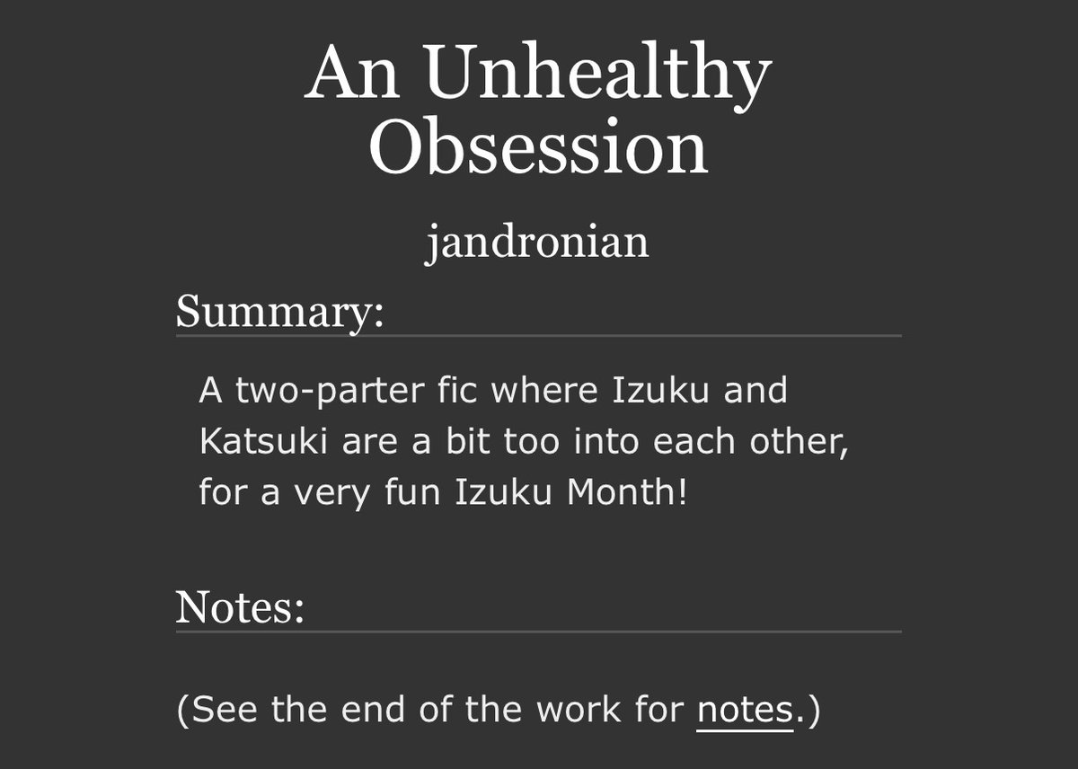 jandronian's tweet photo. An Unhealthy Obsession, a two-part #bkdk fic where Izuku and Katsuki are just a bit too into each other, for days 5 and 10 of Izuku Month!

★

https://t.co/rEL1OvjrJc https://t.co/HAaZkWP0ez